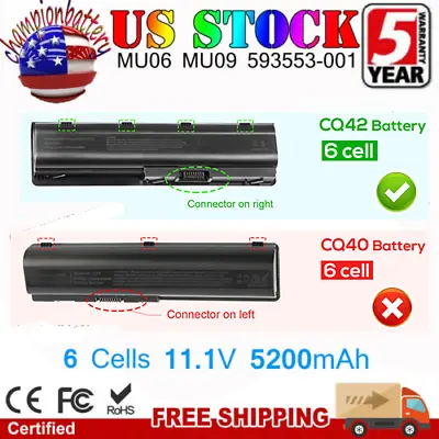 Laptop Battery For HP Pavilion Dv6 Dv5 G6 G7 Dm4 G72 593553-001 CQ42 Mu06 • $14.95