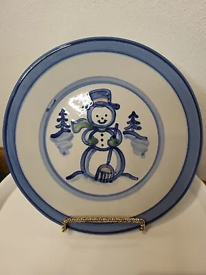 M.A. Hadley Pottery Snowman Dinner Plate 8 3/4 Inches Stoneware  • $49.99