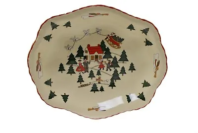 Masons Ironstone Christmas Village Oval Gadroon Dessert Bowl • $125