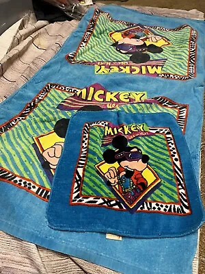 Vintage Mickey Mouse Bathroom Towel Washcloth Disney Franco Cool Disco Set • $12.99