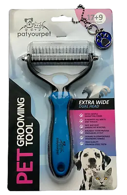 PatYourPet Cat&Dog Brush- Double Sided Undercoat Rake- Grooming/Deshedding Tool • £9.90