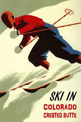 360978 Ski In Colorado Crested Butte Downhill Skiing USA Vintage Poster • $29.95