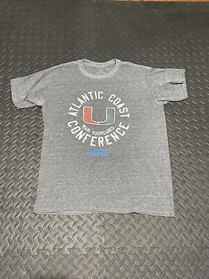 Fanatics Miami Hurricanes ACC Gray Short Sleeve Crew Neck T-Shirt - Mens Size XL • $12