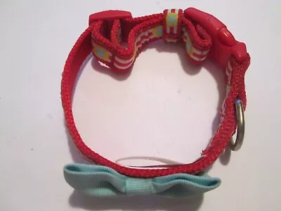 Martha Stewart Pets Holiday Red BLUE BOW CAT DOG Collar SMALL  Neck • $10