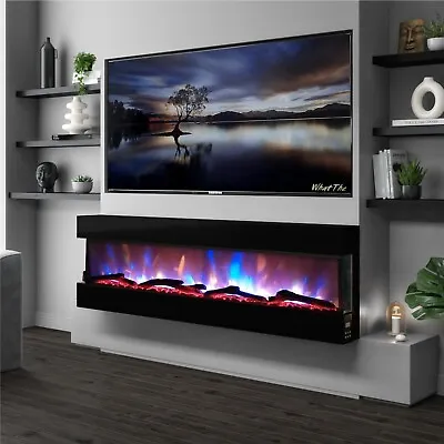 NEW 2024 - 3 Sided HD Electric Wall Fire - 50  BLACK Inset Or Mantel • £249.99