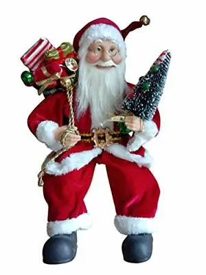 £29.99 • Buy 45cms Sitting Father Christmas Figure With Sack & Xmas Tree - Traditional Style