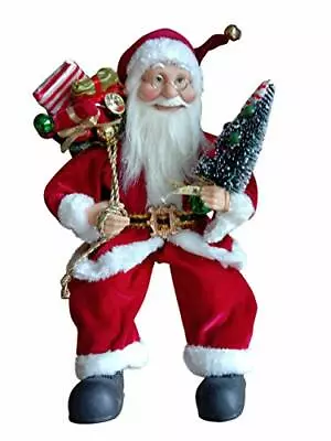 £29.99 • Buy 45cms Sitting Father Christmas Figure With Sack & Xmas Tree - Traditional Style