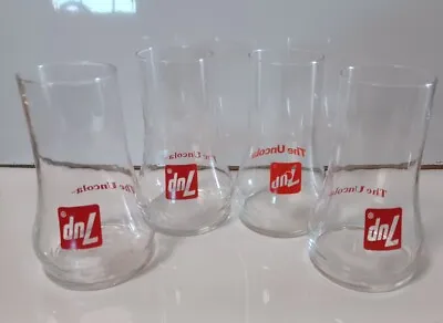 Vtg 7 UP The Uncola Upside Down Drinking Glasses Tumbler Set Of 4 Soda Pop Cups • £31.38