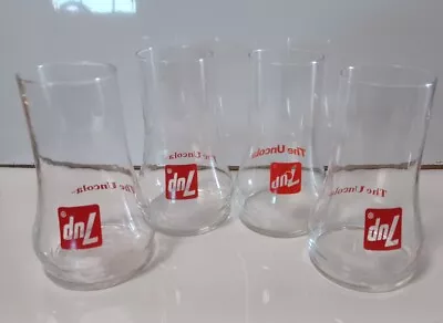 Vtg 7 UP The Uncola Upside Down Drinking Glasses Tumbler Set Of 4 Soda Pop Cups • £31.38