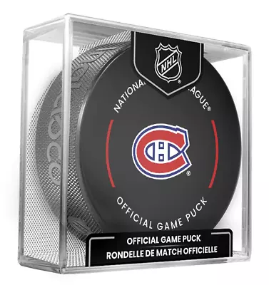 Montreal Canadiens Current NHL Official Game Hockey Puck In Cube • $19.95