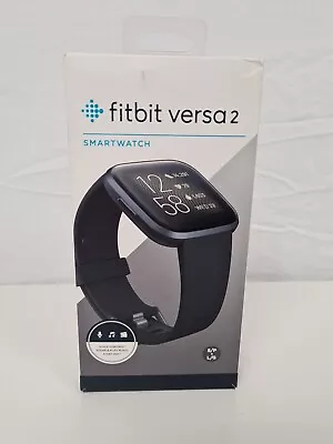 Fitbit Versa 2 Health & Fitness Smartwatch - Blk Band Carb Alum Case *FREE SHIP* • $75