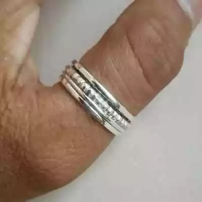 Solid 925 Sterling Silver Spinner Ring Handmade Meditation Ring All Size B215 • $11.51