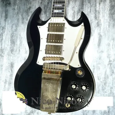 Used 2020 Gibson Custom Shop SG Custom VOS Ebony Black 3PU Long Maestro Vibrola • $6264.04