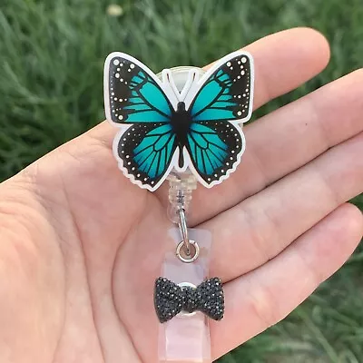 Teal & Black Butterfly Nurse Badge Holder/Reel ID Card Holder Medical Nurse RN • $10