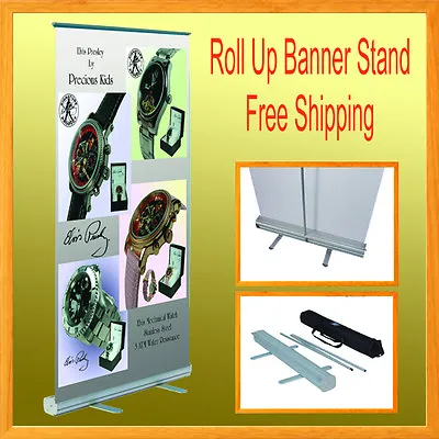 1 Set Retractable Roll Up Banner Stand Trade Show  31.5  X 78  Free Shipping • $33.95