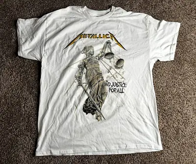 New Authentic Metallica Distressed And Justice For All White Shirt Size XL • $22.99