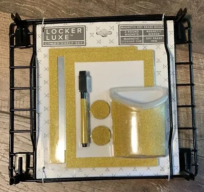 £9.79 • Buy NEW Locker Luxe Combo Shelf Set Magnetic Mirror Storage Cup Dry Erase Pen Gold