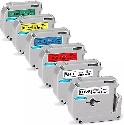 6PK M-K131 M-K231 M231 For Brother P-Touch 12mm Label Tape PT-55 PT-85 PT-70 • $13.33