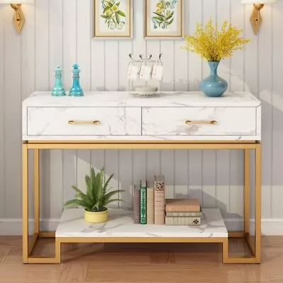 Console Table With 2 Drawers Sofa Table Narrow Long With Storage Shelves For Li • $176.85