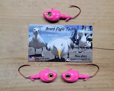 3 Pack! 3/4oz Herring Head Matzuo Red Sickle Hook Hot Pink  Jig Head • $10.99