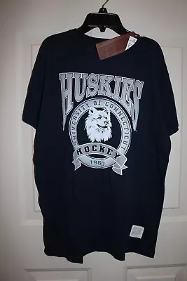 NWT Retro Brand UCONN Huskies Hockey Men's Small Navy Blue S/S T-shirt Top • $17.95