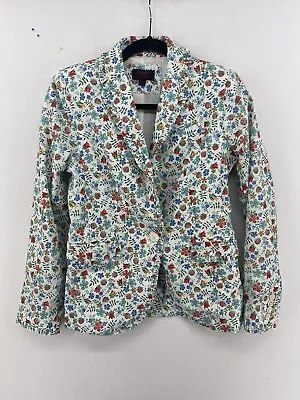 J. Crew Liberty Of London Sz 2 Floral Ruffle Trim Campbell Edenham Blazer Jacket • $39.99