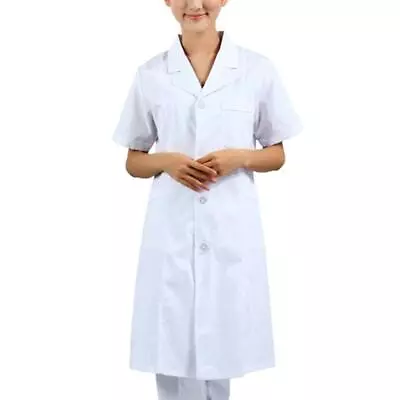 Men /Women Short Sleeve Scrubs Lab Coat  Nurse Doctor White Coat Uniform • £11.69