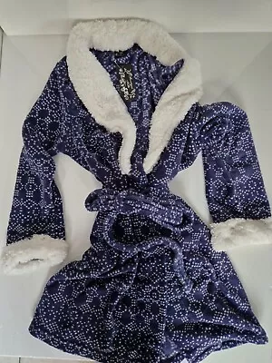 Womens Lovely Warm Fleece Dressing Gown Ladies Shawl Collar Bathrobe Size S/M • £8