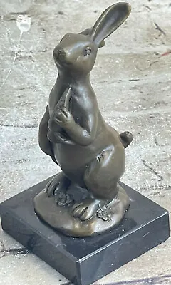 Vienna Bronze Tiny Standing  Rabbit With EGG Brass Bermann Easter Bunny • $119