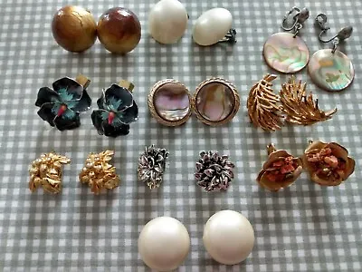 Vintage Clip Earrings Lot Of 10 Pairs Including 1 Pair Glamour Magic Magnetic • $19.99