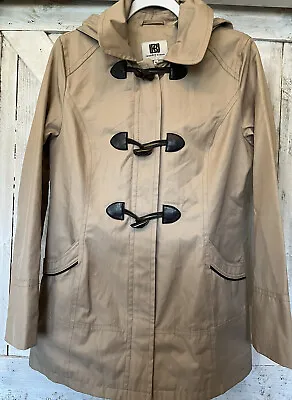 LBD Laundry By Design Beige Toggle Hooded Women’s Rain Coat Jacket  Fall Size M • $48.95