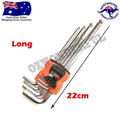 $18.99 • Buy Allen KEY 9pc Long Arm Ball Point Torx End Hex Keys Set High Quality 1.5 - 10mm