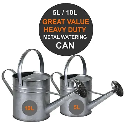 £14.27 • Buy Galvanised Metal Watering Can Long Reach Steel Rose Garden Plant 10L/5L