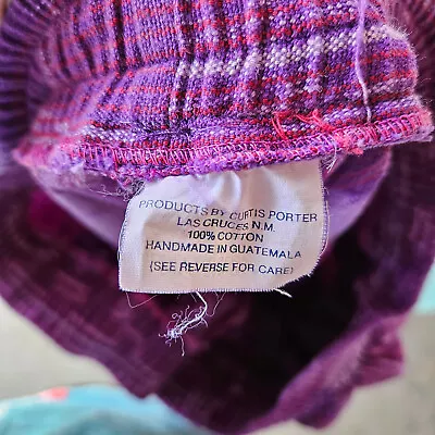 Vintage Purple Cotton Ikat Hand Woven Guatemala Circle Full Skirt Elastic M/L • $29.99