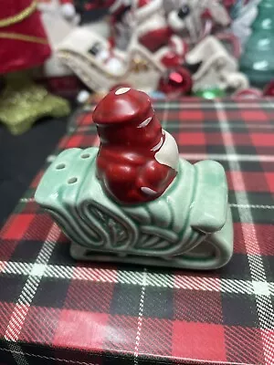 Vintage Reindeer Santa Christmas Ceramic Salt Pepper Set • $15.80