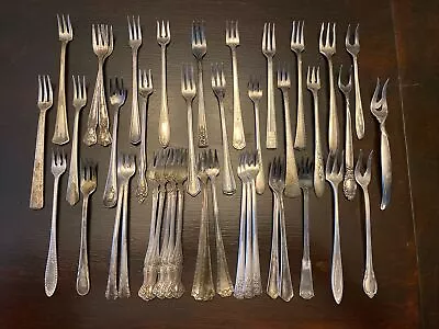 Vintage Antique Silverplate 46 Cocktail  Forks Pickle Nice Craft Lot! • $79.99