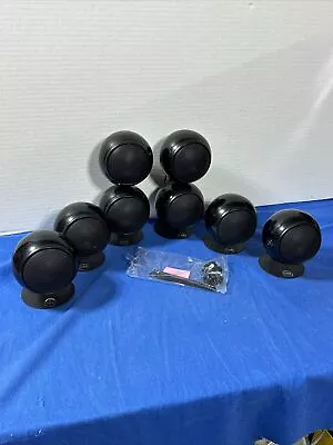 Set 8 Orb Audio Mod Speakers Surround W Stands Thumb Screws Black Sphere • $500