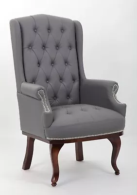 Chesterfield Queen Anne Style High Back Chair Leather Armchair Wingback Fireside • £249