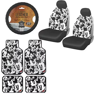 11pc Mickey Mouse Car Truck Front Seat Covers Floor Mats & Steering Wheel Cover • $146.82