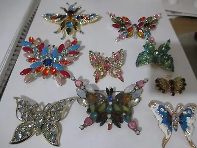 Vintage Rhinestone Butterfly Brooch-Pin Jewelry Lot • $80