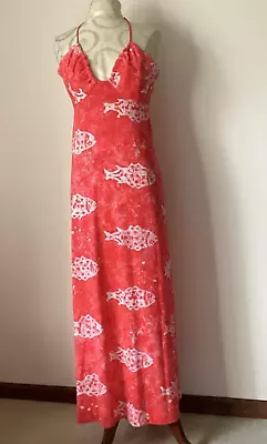 VTG 1970s Liberty House By NALII Honolulu Bohemian Long Maxi Halter Dress 3/4 • £77.20