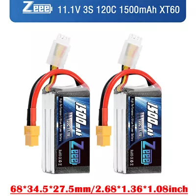 2x Zeee 11.1V 1500mAh 3S LiPo Battery 120C XT60 For RC Car Airplane Truck Tank • £34.59