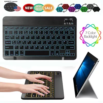 QWERTY Backlit Bluetooth Wireless Keyboard  For Android IOS Tablet IPads Windows • $20.85