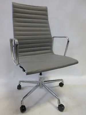Genuine Herman Miller Eames Aluminum Group Executive Chair In Grey Leather • $985