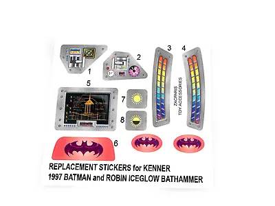 CUSTOM STICKERS For Batman And Robin ICEGLOW BATHAMMER Kenner 1997 • $10