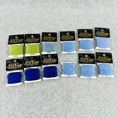 J P Coats Embroidery Floss Cards Lot Of 12 Blue Green 7005 6266 7182 7050 • $12.99
