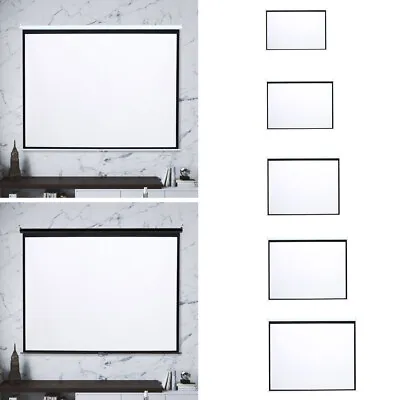 Pull Down Manual Projector Screen Ceiling Wall Mount Home Office Movie 4:3/ 16:9 • £52.99