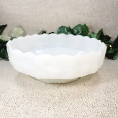 Vintage Anchor Hocking Milk Glass Dish Platter Fruit Bowl Grape And Leaf Design • $13.99