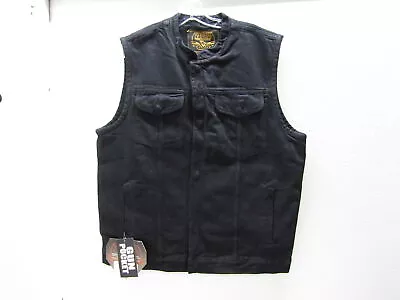 Milwaukee Leather Mens Brute Conceal Snap Black Denim Vest Size Large • $19.99