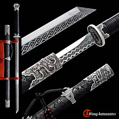 40'' Silver Dragon Ninja Sword 9260 Spring Steel Japanese Straight Sharp Ninjato • $110